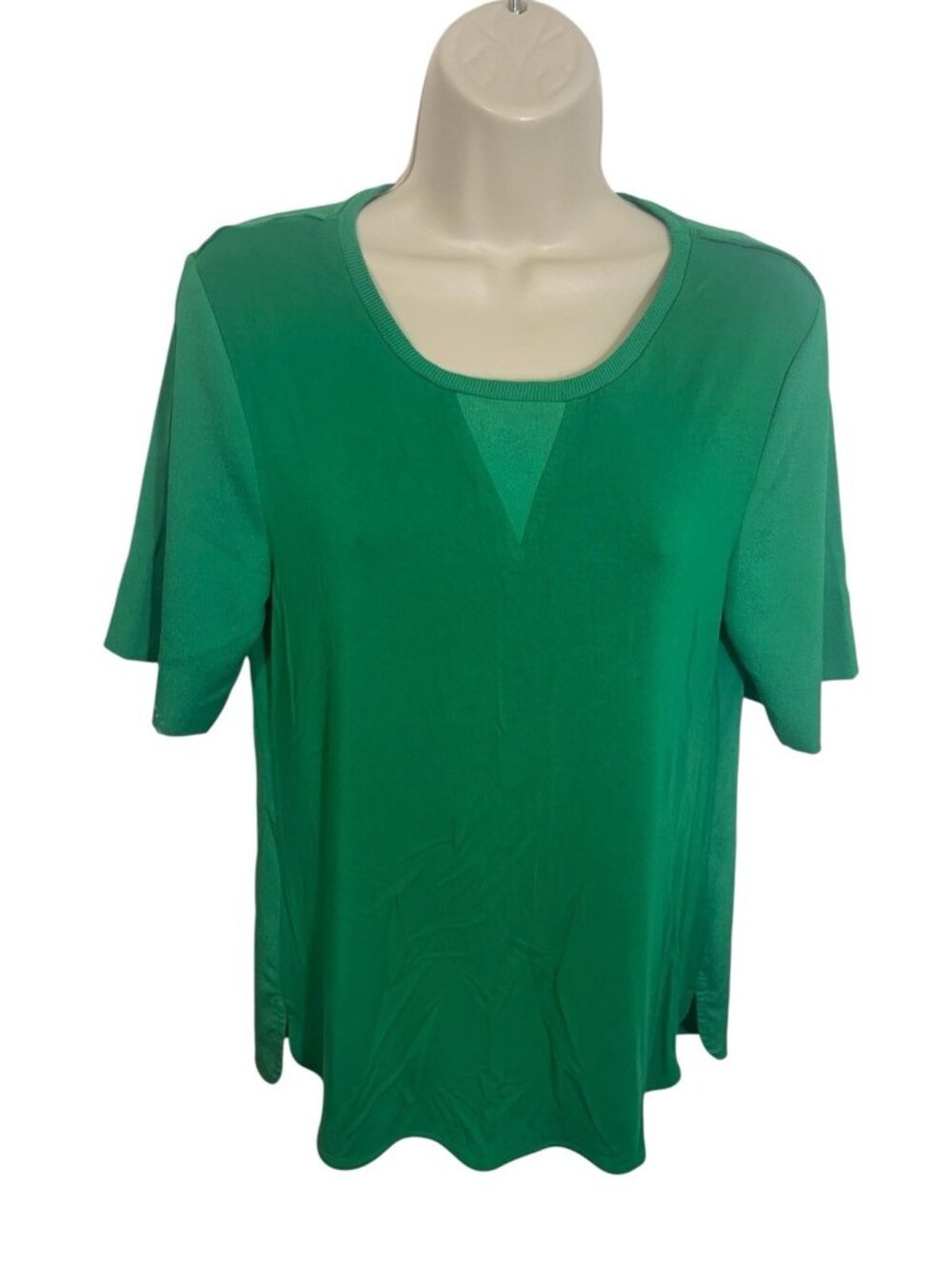 CALVIN KLEIN Women's Green Mixed Media Blouse Size? XS-Small? READ DESCRIPTION